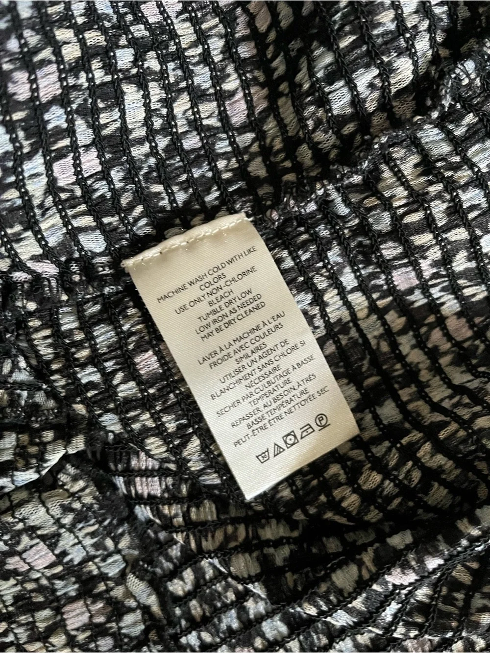 Free People “Beatrice” flouncy black/white boho top
